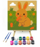 Számfestő Cuki Nyuszi Répával - gyerek számfestő készlet - 20×20 cm (Keretre feszítve) (crea6606-20X20-KF)