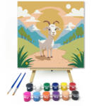  Hegyi kecske a naplementében - gyerek számfestő készlet - 20×20 cm (Keretre feszítve)