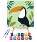  Trópusi tukán - gyerek számfestő készlet - 20×20 cm (Keretre feszítve)