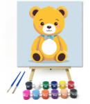 Számfestő Csokornyakkendős mackó - gyerek számfestő készlet - 20×20 cm (Keretre feszítve) (crea_gyerek_139-20X20-KF)