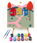 Számfestő Három kis házikó - gyerek számfestő készlet - 20×20 cm (Keretre feszítve) (crea_gyerek_376-20X20-KF)