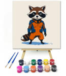 Számfestő Mosómedve misszióban - gyerek számfestő készlet - 20×20 cm (Keretre feszítve) (crea_gyerek_349-20X20-KF)