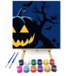  Halloween Éjjel - Halloweeni számfestő készlet - 20×20 cm (Keretre feszítve)