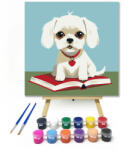  Bájos kiskutya - gyerek számfestő készlet - 20×20 cm (Keretre feszítve)