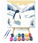 Számfestő Pingvin a hegyekben - gyerek számfestő készlet - 20×20 cm (Keretre feszítve) (crea_gyerek_615-20X20-KF)