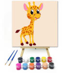  Kis Zsiráf - gyerek számfestő készlet - 20×20 cm (Keretre feszítve)