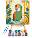  Színes dzsungel madár - gyerek számfestő készlet - 20×20 cm (Keretre feszítve)