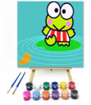  Zöld Béka - gyerek számfestő készlet - 20×20 cm (Keretre feszítve)