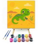  Vidám Gyíkocska a Sivatagban - gyerek számfestő készlet - 20×20 cm (Keretre feszítve)