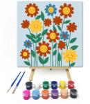  Boldog virágmező - gyerek számfestő készlet - 20×20 cm (Keretre feszítve)