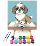  Aranyos kis társ - gyerek számfestő készlet - 20×20 cm (Keretre feszítve)