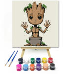  Mosolygó kis fa - gyerek számfestő készlet - 20×20 cm (Keretre feszítve)