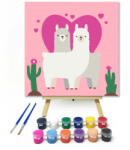  Láma szerelem - gyerek számfestő készlet - 20×20 cm (Keretre feszítve)