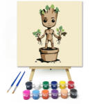 Számfestő Barát zöld levelekkel - gyerek számfestő készlet - 20×20 cm (Keretre feszítve) (crea_gyerek_356-20X20-KF)