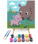  Aranyos Vizilócsalád a Tóparton - gyerek számfestő készlet - 20×20 cm (Keretre feszítve)