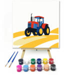  Traktor a mezőn - gyerek számfestő készlet - 20×20 cm (Keretre feszítve)