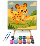 Számfestő Vidám Leopárdkölyök a Szavannán - gyerek számfestő készlet - 20×20 cm (Keretre feszítve) (crea6595-20X20-KF)