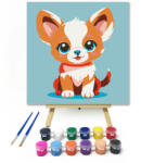  Bájos tekintet - gyerek számfestő készlet - 20×20 cm (Keretre feszítve)