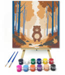  Medve az őszi erdőben - gyerek számfestő készlet - 20×20 cm (Keretre feszítve)