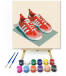 Piros futócipő - gyerek számfestő készlet - 20×20 cm (Keretre feszítve)