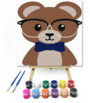  Mackó - gyerek számfestő készlet - 20×20 cm (Keretre feszítve)