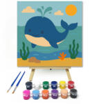 Számfestő Mosolygós Bálna a Tenger mélyén - gyerek számfestő készlet - 20×20 cm (Keretre feszítve) (crea6628-20X20-KF)