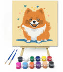  Vidám pomerániai - gyerek számfestő készlet - 20×20 cm (Keretre feszítve)