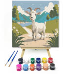  Vidám kecske túrán - gyerek számfestő készlet - 20×20 cm (Keretre feszítve)