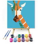  Zsiráf Fej - gyerek számfestő készlet - 20×20 cm (Keretre feszítve)