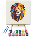  Színes oroszlán - gyerek számfestő készlet - 20×20 cm (Keretre feszítve)