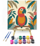 Számfestő Vidám vörös papagáj - gyerek számfestő készlet - 20×20 cm (Keretre feszítve) (crea_gyerek_275-20X20-KF)