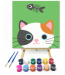  Kiscica - gyerek számfestő készlet - 20×20 cm (Keretre feszítve)