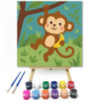  Vidám Majmóca a Dzsungelben - gyerek számfestő készlet - 20×20 cm (Keretre feszítve)