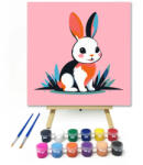  Tarka kisnyúl - gyerek számfestő készlet - 20×20 cm (Keretre feszítve)