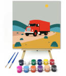  Hegyek között utazva - gyerek számfestő készlet - 20×20 cm (Keretre feszítve)