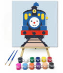 Számfestő Mosolygó vonat - gyerek számfestő készlet - 20×20 cm (Keretre feszítve) (crea_gyerek_193-20X20-KF)
