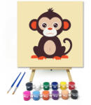 Számfestő Majom kölyök - gyerek számfestő készlet - 20×20 cm (Keretre feszítve) (crea_gyerek_183-20X20-KF)