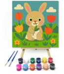 Számfestő Vidám Nyuszi a Tulipánok Között - gyerek számfestő készlet - 20×20 cm (Keretre feszítve) (crea6638-20X20-KF)