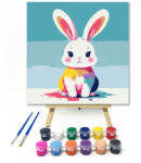  Kis nyuszimuszi - gyerek számfestő készlet - 20×20 cm (Keretre feszítve)