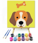  Kiskutya - gyerek számfestő készlet - 20×20 cm (Keretre feszítve)