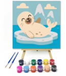 Számfestő Vidám Fóka a Jéghegyen - gyerek számfestő készlet - 20×20 cm (Keretre feszítve) (crea6622-20X20-KF)
