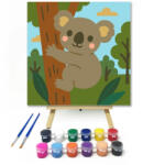  Cuki Koala a Fán - gyerek számfestő készlet - 20×20 cm (Keretre feszítve)