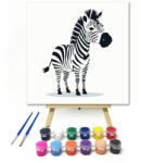  Csíkos zebra - gyerek számfestő készlet - 20×20 cm (Keretre feszítve)