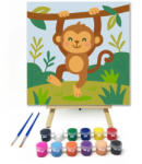 Számfestő Vidám Majmóca a Dzsungelben - gyerek számfestő készlet - 20×20 cm (Keretre feszítve) (crea6681-20X20-KF)