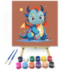 Számfestő Mosolygó sárkány - gyerek számfestő készlet - 20×20 cm (Keretre feszítve) (crea_gyerek_125-20X20-KF)