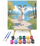  Vidám kecske - gyerek számfestő készlet - 20×20 cm (Keretre feszítve)