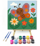  Vidám Pillangó a Virágos Kertben - gyerek számfestő készlet - 20×20 cm (Keretre feszítve)