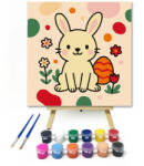  Cuki Nyuszi a Tavaszi Kertben - gyerek számfestő készlet - 20×20 cm (Keretre feszítve)