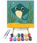 Számfestő Cuki Rájácska a Tenger Mélyén - gyerek számfestő készlet - 20×20 cm (Keretre feszítve) (crea6710-20X20-KF)