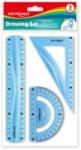 Keyroad Vonalzókészlet, 20 cm, flexibilis vonalzó, szögmérő, derékszög vonalzó, 3 db/bliszter Keyroad vegyes színek - suplix